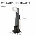 WENKO Stand WC-Garnitur Mod. Rivalta Schwarz matt, integrierter Toilettenpapierhalter und WC-Bürstenhalter