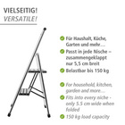 WENKO Alu-Design Klapptrittleiter 2-stufig Silber, rutschsichere XXL-Stufen