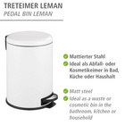 WENKO Treteimer Mod. Leman Easy Close Weiß 20 L, mit herausnehmbarem Einsatz