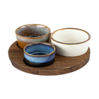 Dipschalen-Set 4-tlg. rund auf Akazienplatte Ø 20 cm POS