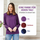 Langarmshirts lila-blau-bordeaux 3er-Set
