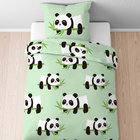 Castell Mikrofaser Bettwäsche Panda mint, 1x 135x200 cm + 1x 80x80 cm