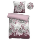 Castell Thermo-Fleece Bettwäsche Blume groß bordeauxrot, 1x 135x200 cm + 1x 80x80 cm