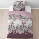Castell Thermo-Fleece Bettwäsche Blume groß bordeauxrot, 1x 135x200 cm + 1x 80x80 cm