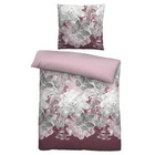 Castell Thermo-Fleece Bettwäsche Blume groß bordeauxrot, 1x 135x200 cm + 1x 80x80 cm