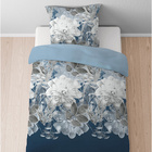 Castell Thermo-Fleece Bettwäsche Blume groß eisblau, 1x 135x200 cm + 1x 80x80 cm