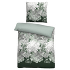 Castell Thermo-Fleece Bettwäsche Blume groß tanne, 1x 135x200 cm + 1x 80x80 cm