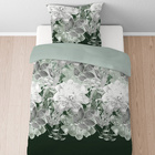 Castell Thermo-Fleece Bettwäsche Blume groß tanne, 1x 155x220 cm + 1x 80x80 cm