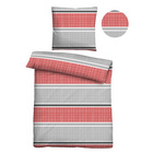 Castell Thermo-Fleece Bettwäsche Querbalken rubin, 1x 135x200 cm + 1x 80x80 cm