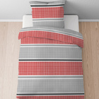 Castell Thermo-Fleece Bettwäsche Querbalken rubin, 1x 135x200 cm + 1x 80x80 cm
