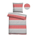 Castell Thermo-Fleece Bettwäsche Querbalken rubin, 1x 155x220 cm + 1x 80x80 cm
