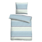 Castell Thermo-Fleece Bettwäsche Querbalken eisblau, 1x 135x200 cm + 1x 80x80 cm