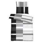Castell Polycotton Renforce Bettwäsche Streifen schwarz, 1x 135x200 cm + 1x 80x80 cm