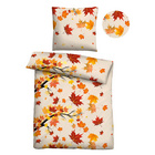Castell Polycotton Biber Herbstblätter orange-rot, 1x 135x200 cm + 1x 80x80 cm
