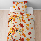 Castell Polycotton Biber Herbstblätter orange-rot, 1x 135x200 cm + 1x 80x80 cm