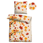 Castell Polycotton Biber Herbstblätter orange-rot, 1x 155x220 cm + 1x 80x80 cm