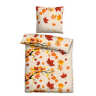 Castell Polycotton Biber Herbstblätter orange-rot, 1x 155x220 cm + 1x 80x80 cm