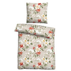 Castell Baumwoll Edelflanell Bettwäsche Floral kitt, 1x 135x200 cm + 1x 80x80 cm