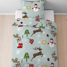 Castell Feinbiber Bettwäsche Weihnachten taubenblau, 1x 135x200 cm + 1x 80x80 cm