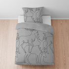 biberna Melange-Flanell Bettwäsche Hirsch sturmgrau, 1x 135x200 cm + 1x 80x80 cm