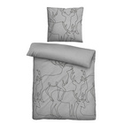 biberna Melange-Flanell Bettwäsche Hirsch sturmgrau, 1x 135x200 cm + 1x 80x80 cm