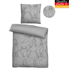 biberna Melange-Flanell Bettwäsche Hirsch sturmgrau, 1x 155x220 cm + 1x 80x80 cm