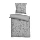 biberna Melange-Flanell Bettwäsche Hirsch sturmgrau, 1x 155x220 cm + 1x 80x80 cm