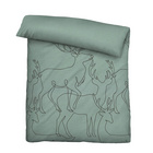 biberna Melange-Flanell Bettwäsche Hirsch fichte, 1x 155x220 cm + 1x 80x80 cm