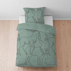 biberna Melange-Flanell Bettwäsche Hirsch fichte, 1x 155x220 cm + 1x 80x80 cm