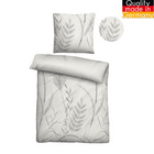 biberna Melange-Flanell Bettwäsche Gräser grau, 1x 155x220 cm + 1x 80x80 cm