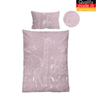 biberna Melange-Flanell Bettwäsche Tiere brombeer, 1x 100x135 cm + 1x 40x60 cm