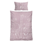 biberna Melange-Flanell Bettwäsche Tiere brombeer, 1x 100x135 cm + 1x 40x60 cm