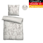 biberna Melange-Flanell Bettwäsche Hirsch grau, 155x220 cm + 80x80 cm