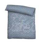 biberna Melange-Flanell Bettwäsche Lokomotive blau, 100x135 cm + 40x60 cm