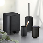 Bad-Accessoire Set „Davos“, 4-tlg., schwarz mit Treteimer WENKO
