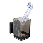 Zahnputzbecher „Quadro“, Vacuum-Loc®, schwarz WENKO