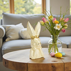 Deko Hasenkopf mit Blumenkette aus Poly Weiß