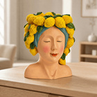 Blumentopf Frauenkopf mit Zitronen aus Magnesia
