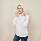 Kapuzenpullover mit Zopfmuster "Ulla" weiß