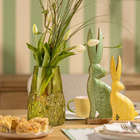 Vase mit Blumendekor grün 22 cm Höhe