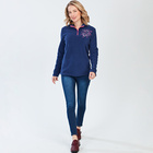 Fleece-Pulli mit Stickerei blau