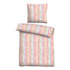 Castell Baumwoll Seersucker Bettwäsche Längsstreifen rot, 1x 135x200 cm + 1x 80x80 cm