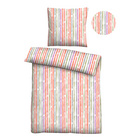 Castell Baumwoll Seersucker Bettwäsche Längsstreifen rot, 1x 135x200 cm + 1x 80x80 cm