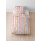 Castell Baumwoll Seersucker Bettwäsche Längsstreifen rot, 1x 155x220 cm + 1x 80x80 cm