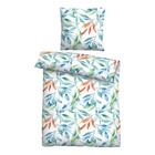 Castell Baumwoll Seersucker Bettwäsche Blätter bunt, 1x 135x200 cm + 1x 80x80 cm