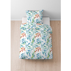 Castell Baumwoll Seersucker Bettwäsche Blätter bunt, 1x 135x200 cm + 1x 80x80 cm