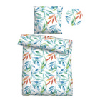 Castell Baumwoll Seersucker Bettwäsche Blätter bunt, 1x 135x200 cm + 1x 80x80 cm
