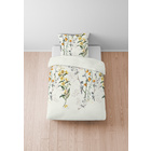 biberna Baumwoll-Satin Bettwäsche Blumen perlmutt, 1x 155x200 cm + 1x 80x80 cm