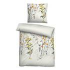 biberna Baumwoll-Satin Bettwäsche Blumen perlmutt, 1x 135x200 cm + 1x 80x80 cm