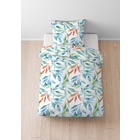 Castell Baumwoll Seersucker Bettwäsche Blätter bunt, 1x 155x220 cm + 1x 80x80 cm